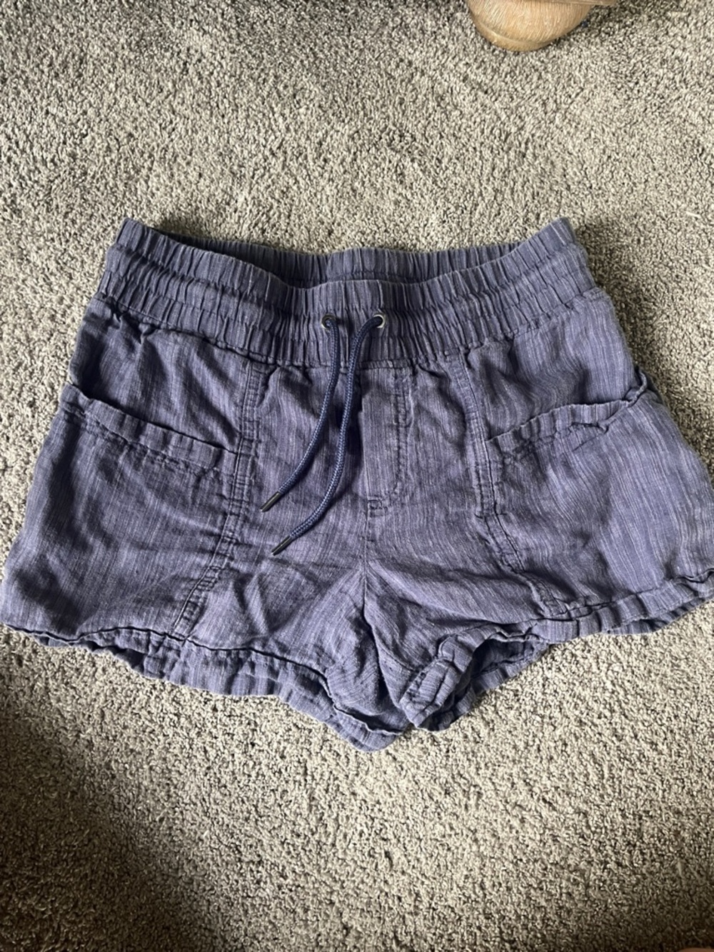 Athleta Blue Lightweight Drawstring Linen Athletic Shorts